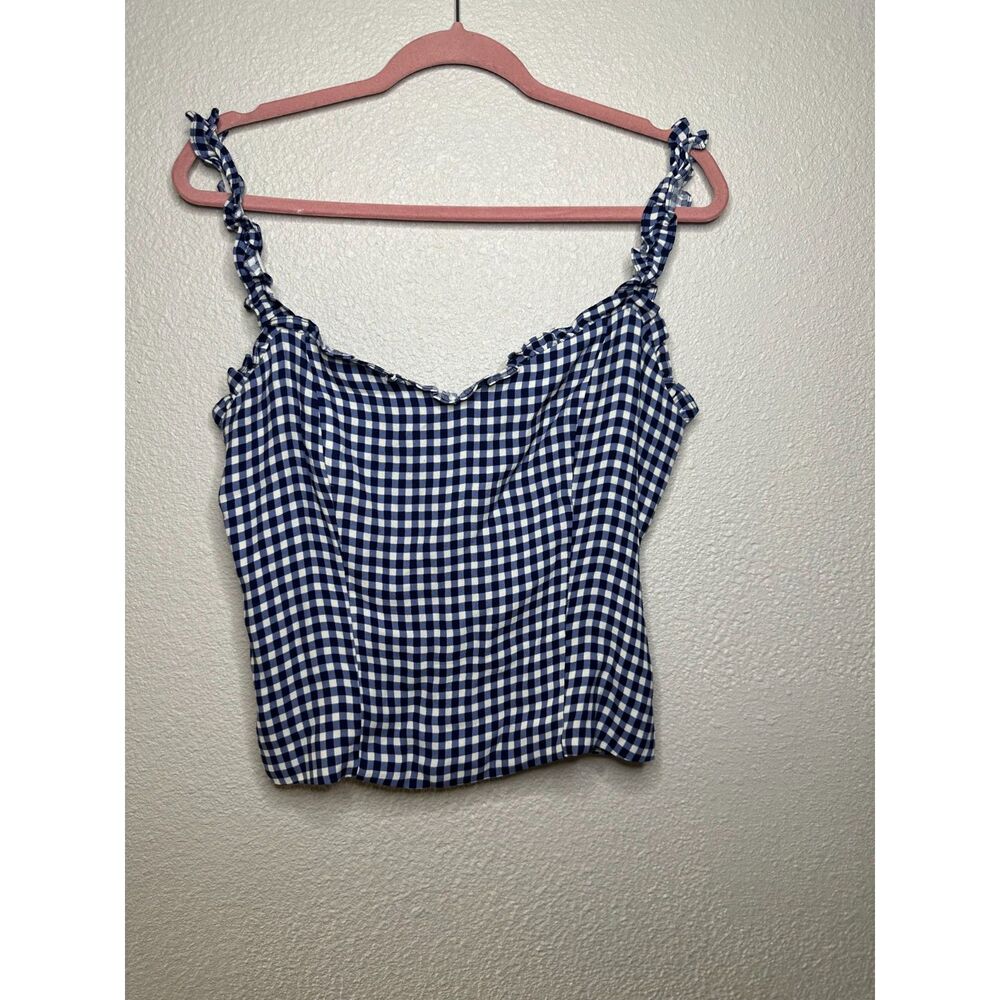 Reformation Havana Blue Gingham Top